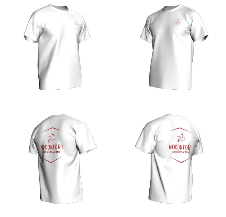 T-SHIRT SPORT NOCONFORT « Sors de ta Zone » - Blanc & Rouge