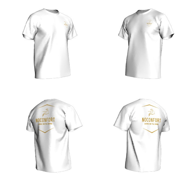 T-SHIRT SPORT NOCONFORT « Sors de ta Zone » - Blanc & Or